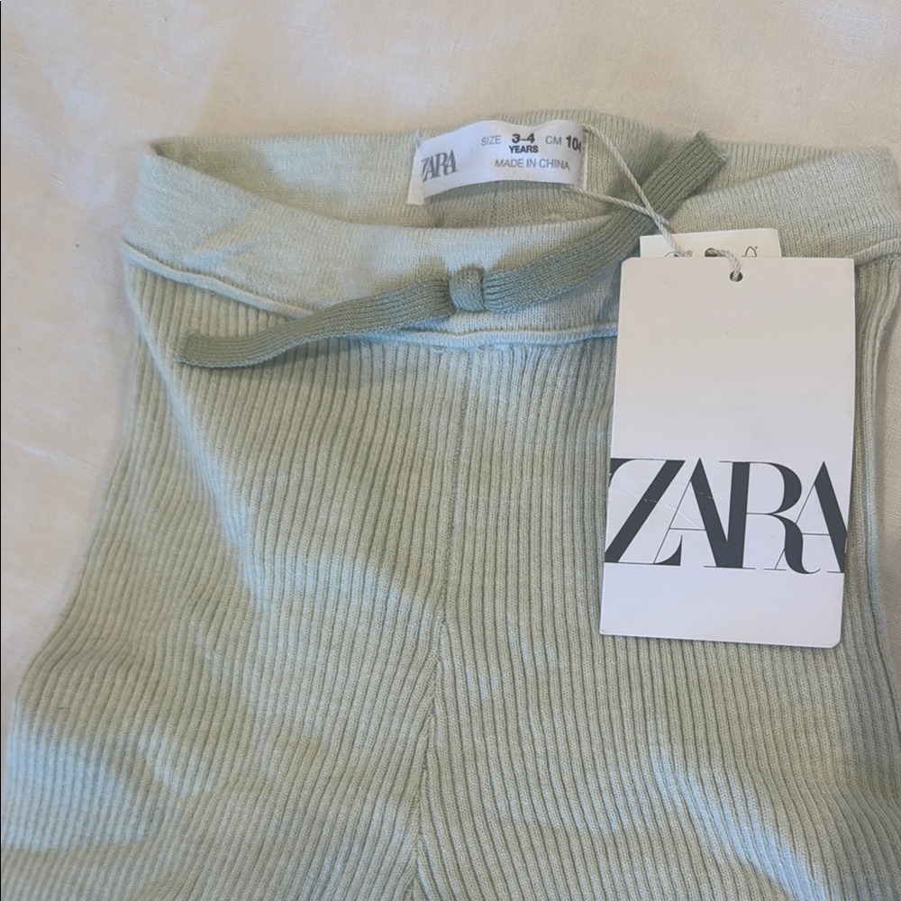 Zara Kids Mint Ribbed Leggings - Picture 2 of 3